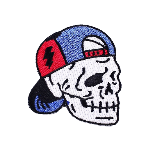 Skull in Blue Baseball Cap Patch for Clothes / Unisex Rave Outfits Accessory For Jackets and Bags