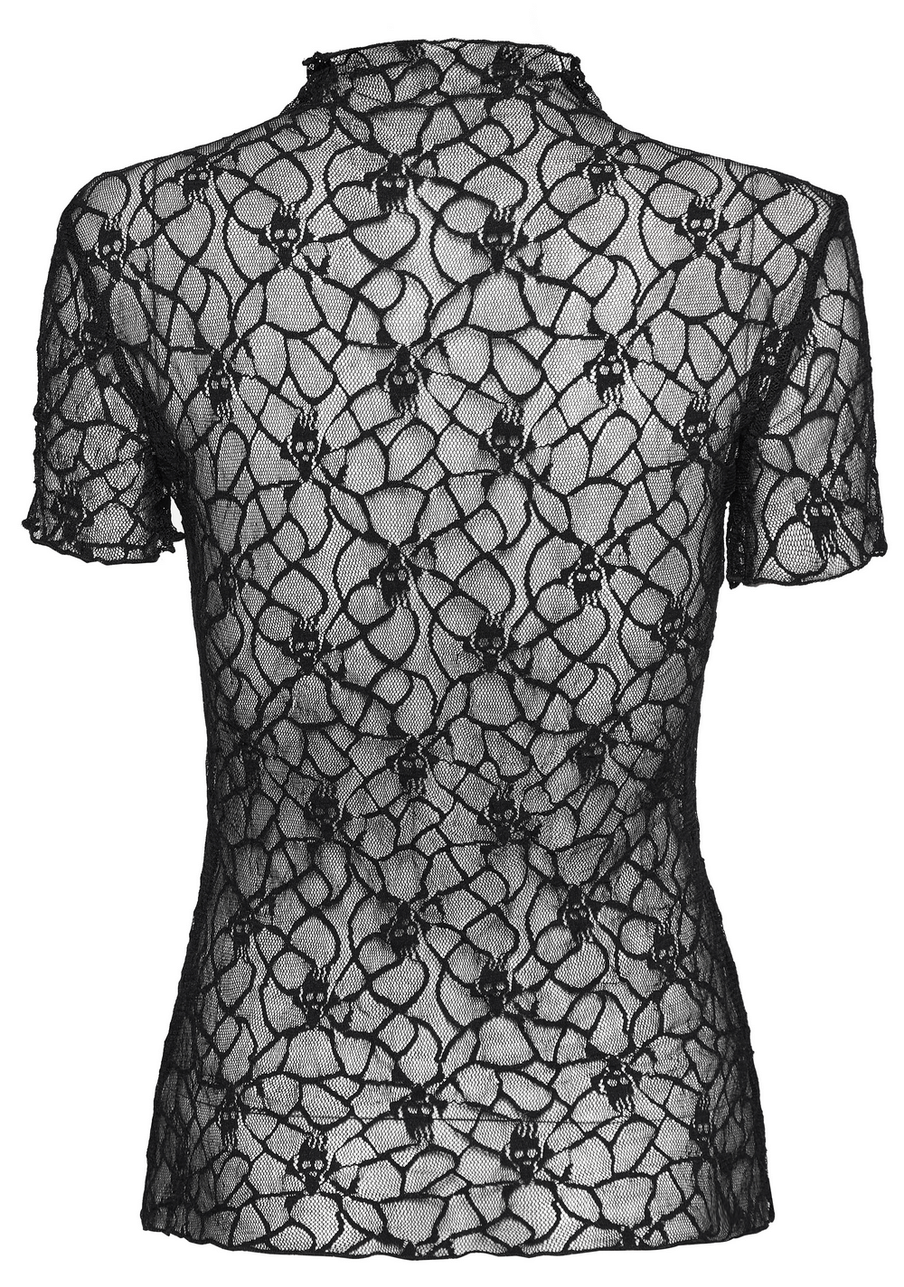 Skull Mesh Short Sleeved Punk T-Shirt for Women