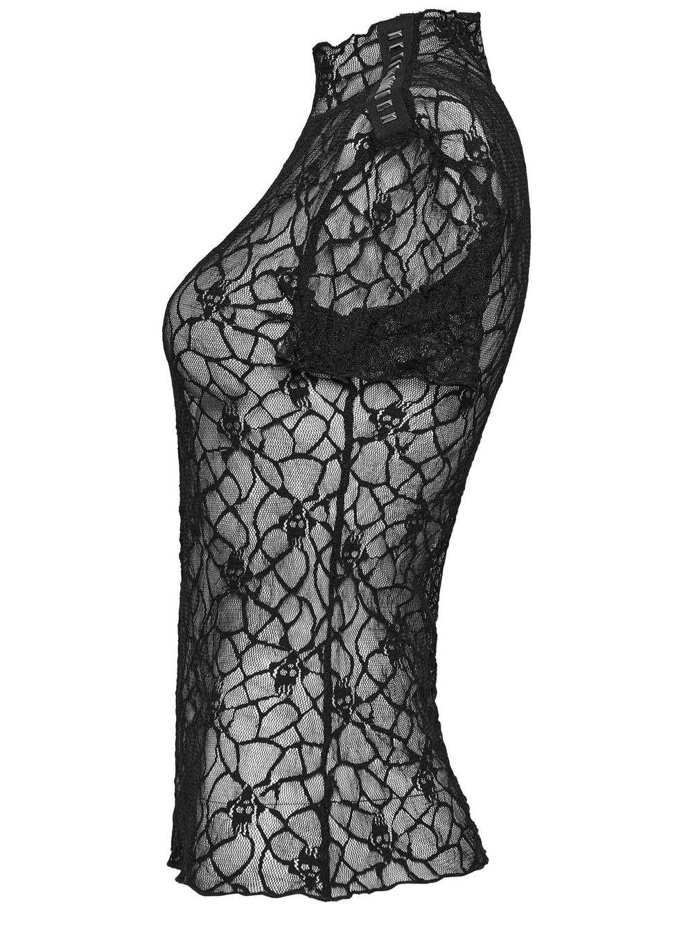 Skull Mesh Short Sleeved Punk T-Shirt for Women