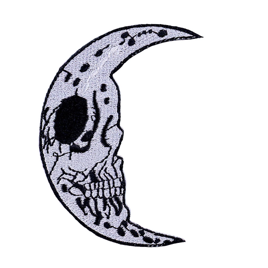 Skull Of Young Moon Shape Patch For Clothes / Unisex Casual Accessory / Rock Style
