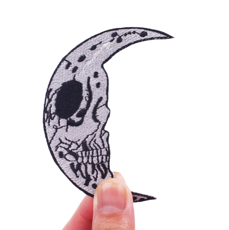 Skull Of Young Moon Shape Patch For Clothes / Unisex Casual Accessory / Rock Style