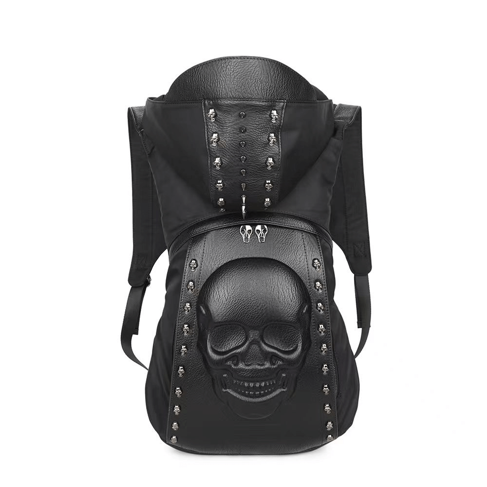 Skull on Backpack with Rivets & Hood / Alternative fashion Accessory