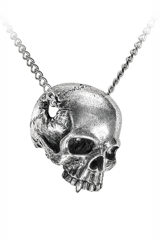 Skull Pendant Necklace with Temporal Perforation and Chain