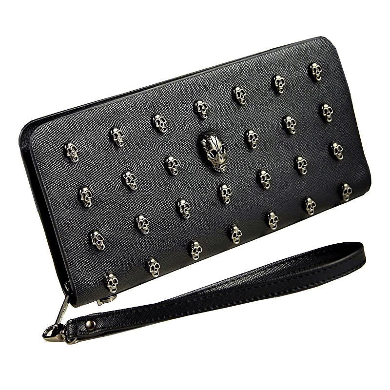 Skull Wallet Man PU leather bag skull purse / Riveted PU Leather Purse