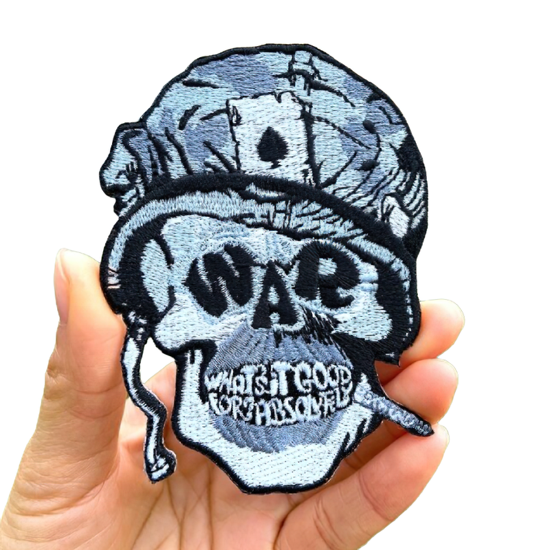 Skull With Attributes Of War Patch / Unisex Fusible Accessory For Jackets and Bags