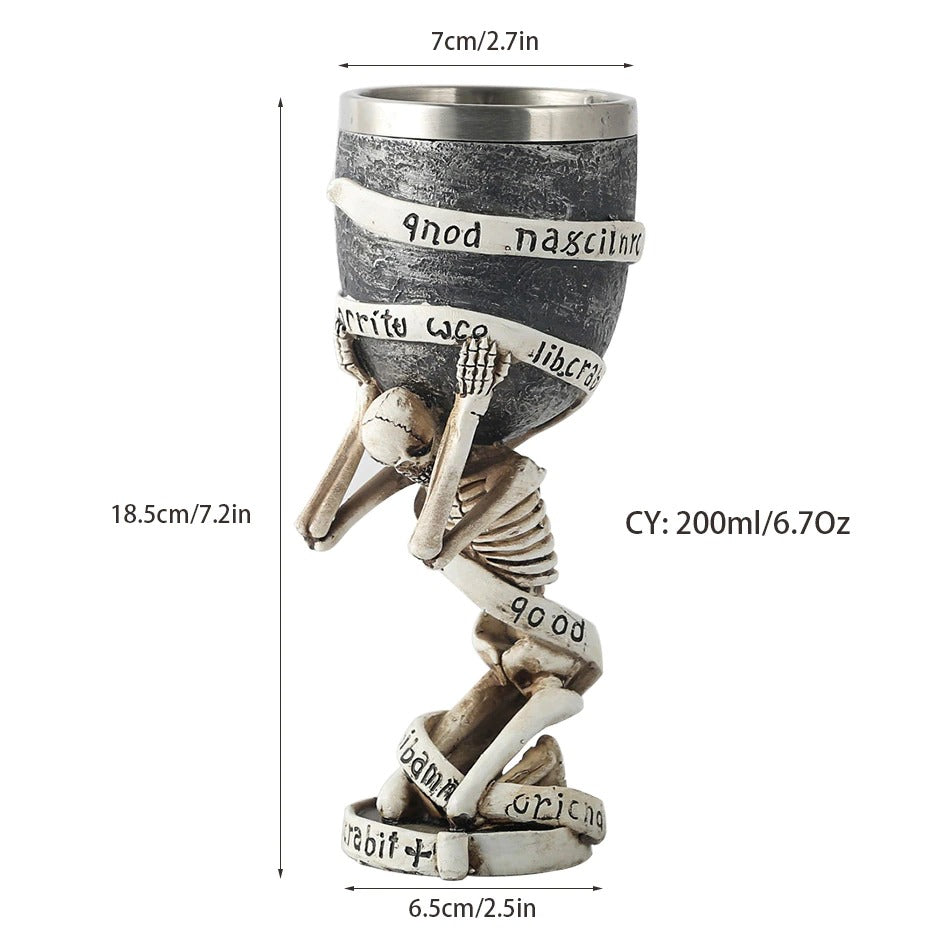 Slave Skull Horrible Wine Glass with Stainless Steel and Resin / Vintage Style Bar Drinkware