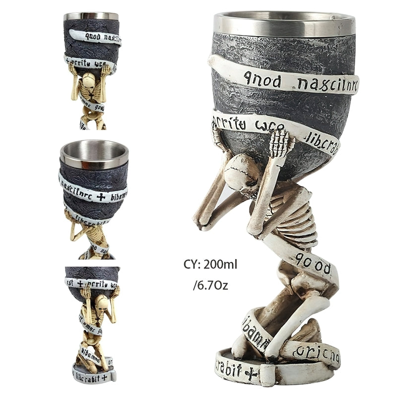 Slave Skull Horrible Wine Glass with Stainless Steel and Resin / Vintage Style Bar Drinkware
