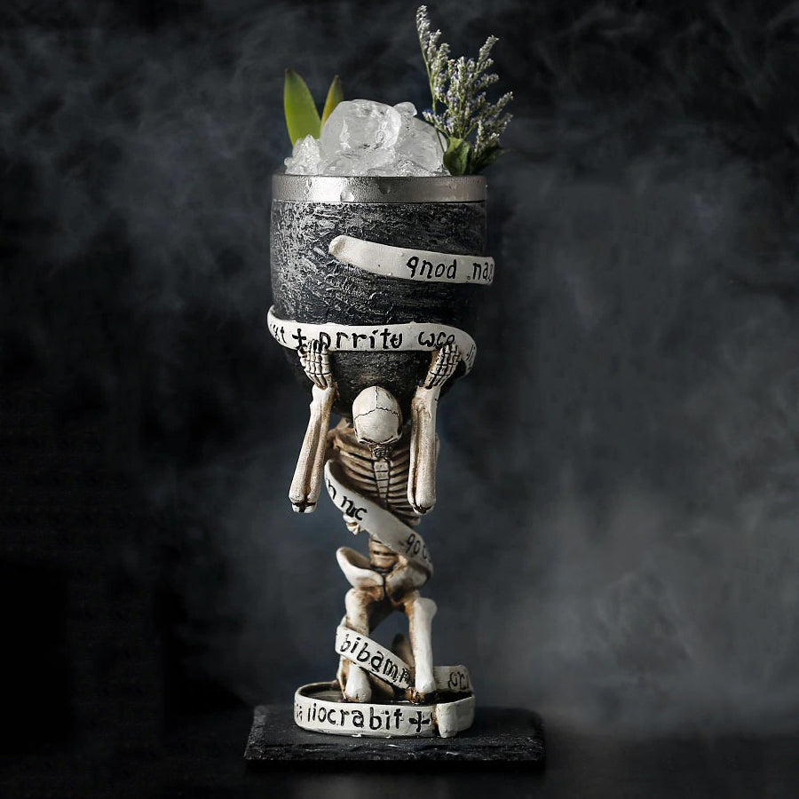Slave Skull Horrible Wine Glass with Stainless Steel and Resin / Vintage Style Bar Drinkware