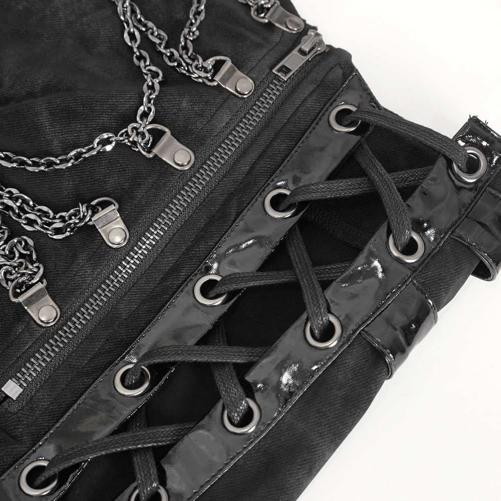 Sleek Black Maxi Skirt with Sides Lacing Details