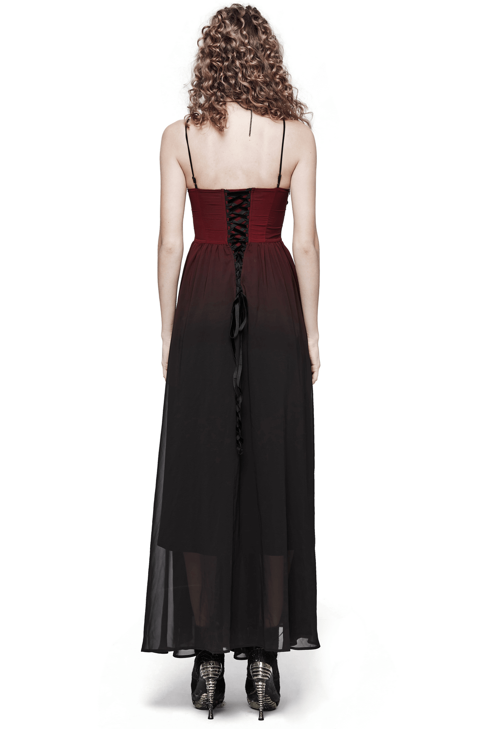 Sleek Gothic Long Dress with Adjustable Straps