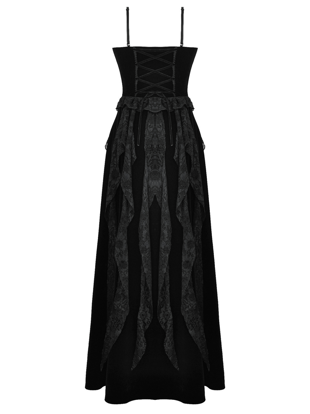 Sleek Lace and Velvet Corset Dress with Ruffled Details