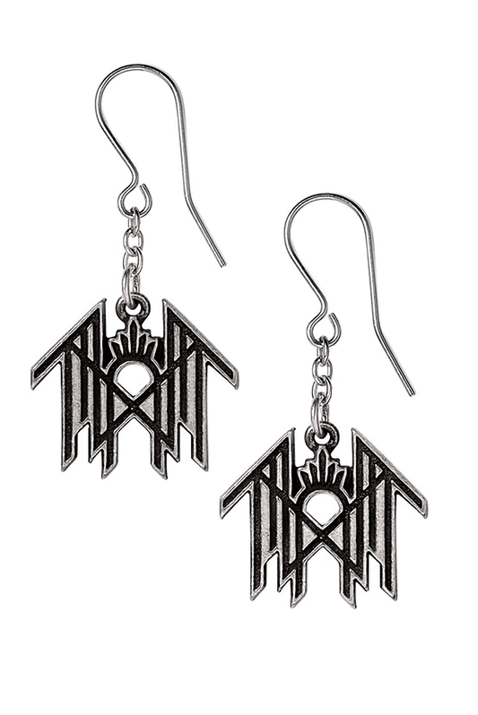 Sleep Token Symbol Logo Pewter Dropper Earrings