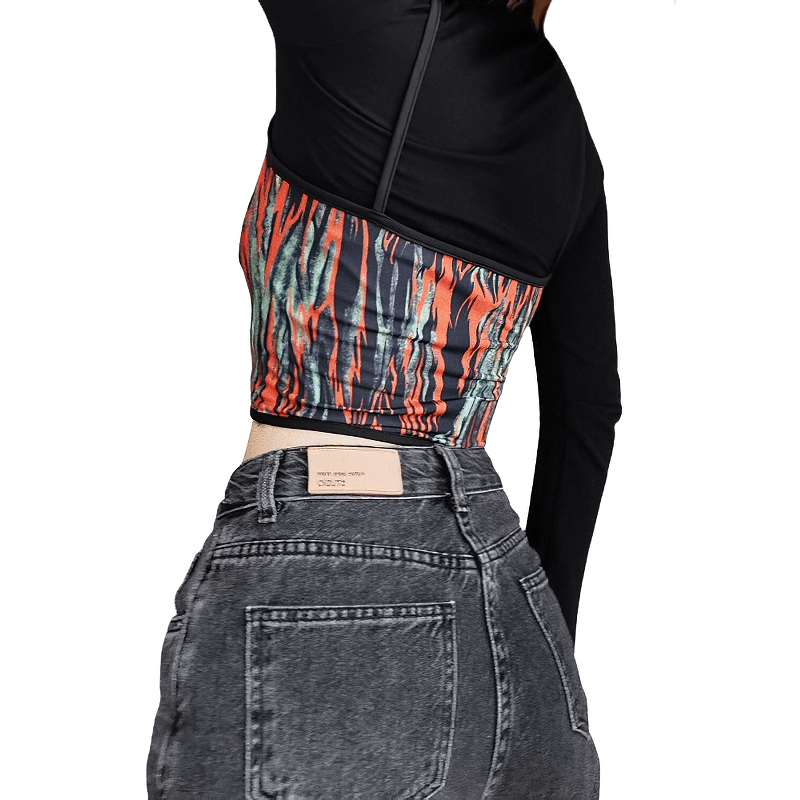 Slim Fit Multicolor Short Cami Top and Black Sweatshirt Two-piece Set / Women's Alternative Apparel