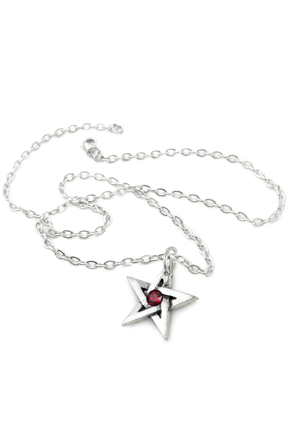 Small Crystal Pentagram Pendant with Red Austrian Crystal
