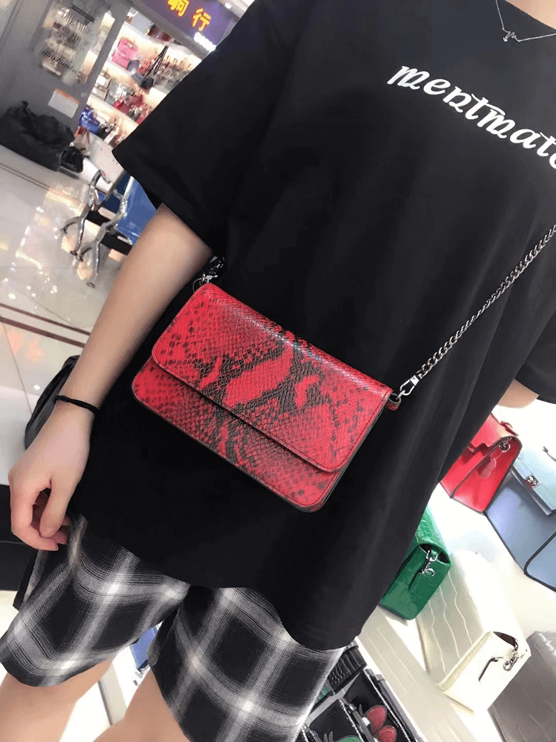 Small Single Shoulder Bag with Snake Pattern / Stylish Women's Clutch