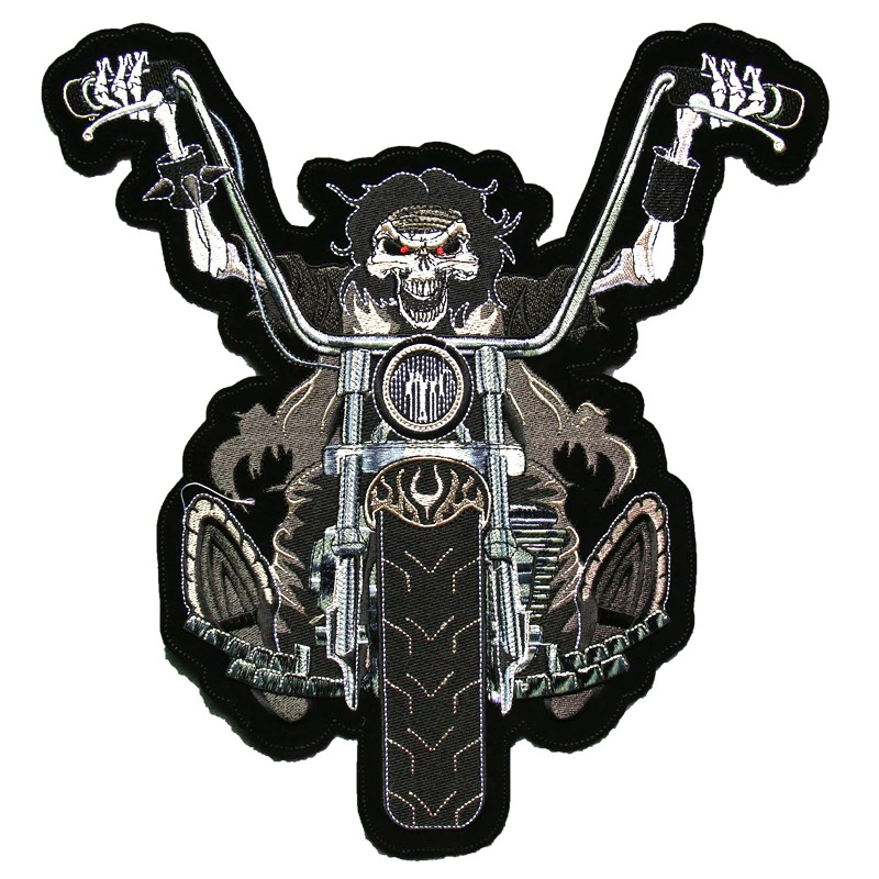 Smiling Skeleton Iron-On Biker Patch For Jackets / Large Embroidered Biker Patches For Clothes
