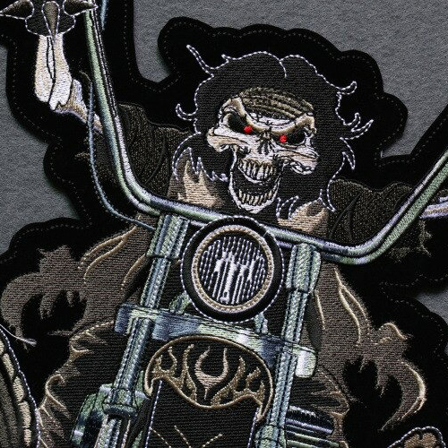 Smiling Skeleton Iron-On Biker Patch For Jackets / Large Embroidered Biker Patches For Clothes