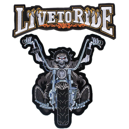 Smiling Skeleton Iron-On Biker Patch For Jackets / Large Embroidered Biker Patches For Clothes