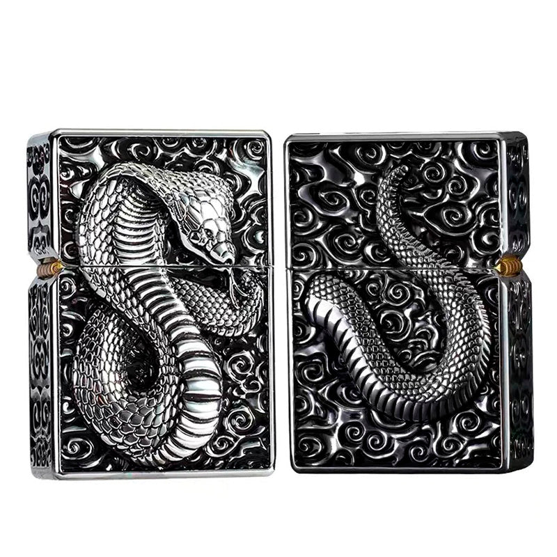 Snake Design Gasoline Lighter / All Metal Relief Lighter / Smoker Kerosene Gadgets