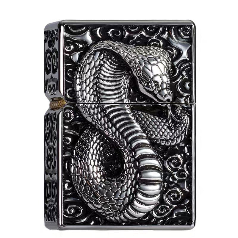 Snake Design Gasoline Lighter / All Metal Relief Lighter / Smoker Kerosene Gadgets