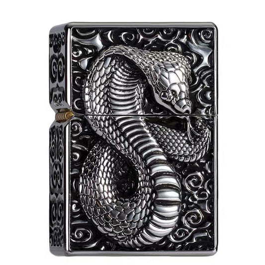 Snake Design Gasoline Lighter / All Metal Relief Lighter / Smoker Kerosene Gadgets