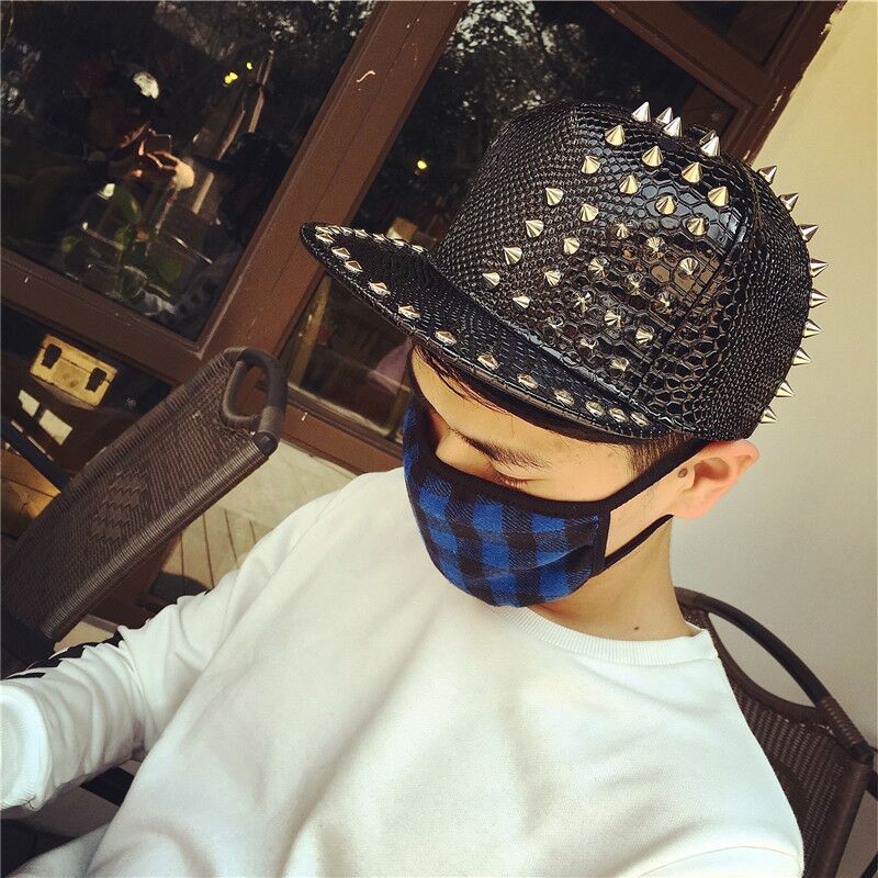 Snakeskin Rock Style Cap with Rivets & Studs / Punk Clothing / Edgy Clothing