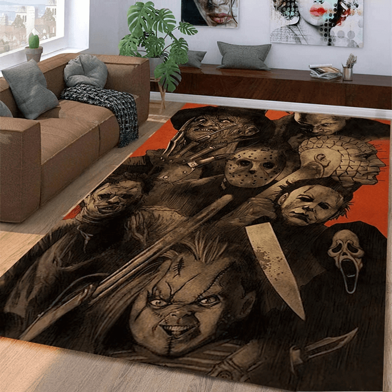 CLEARANCE / Soft Carpets With Horror Movie Characters Print For Home - US
