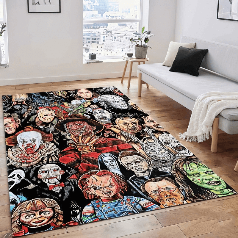 CLEARANCE / Soft Carpets With Horror Movie Characters Print For Home - US