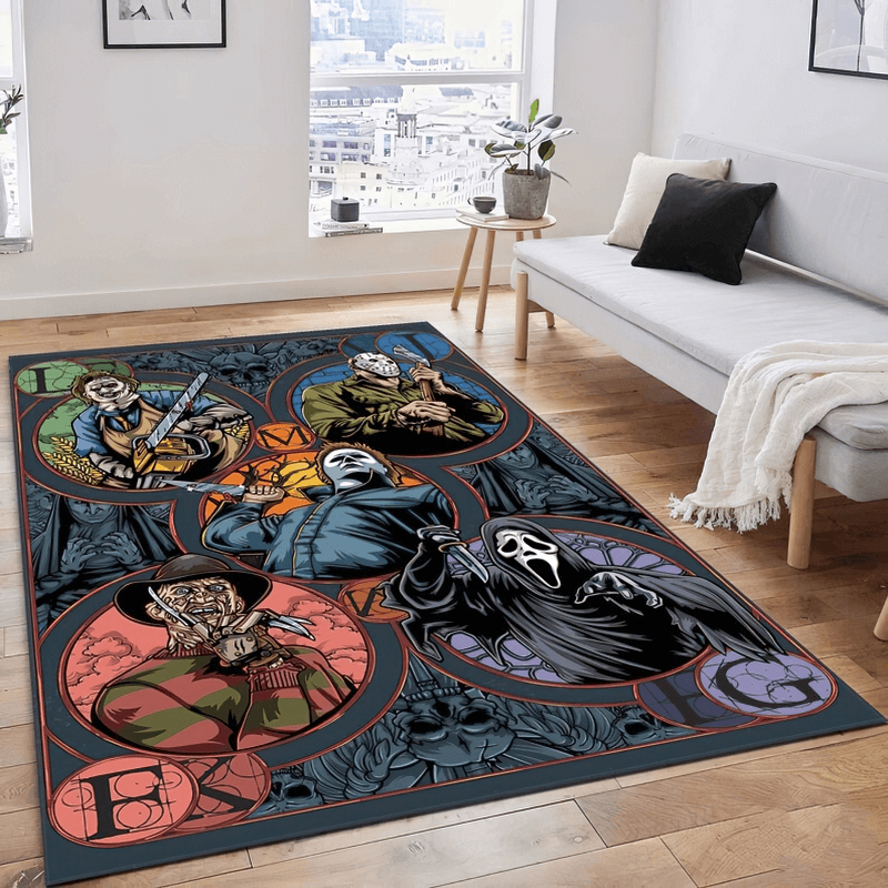 CLEARANCE / Soft Carpets With Horror Movie Characters Print For Home - US