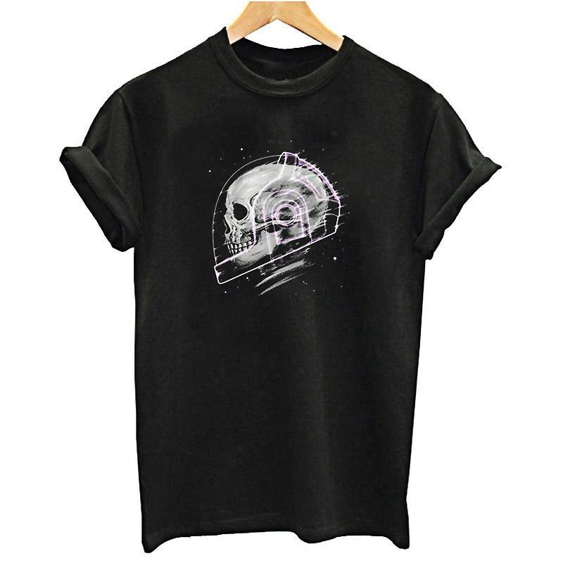 Space man skull print Men and Women graphic tees / Short sleeve Loose rock t shirts / Grunge clothing