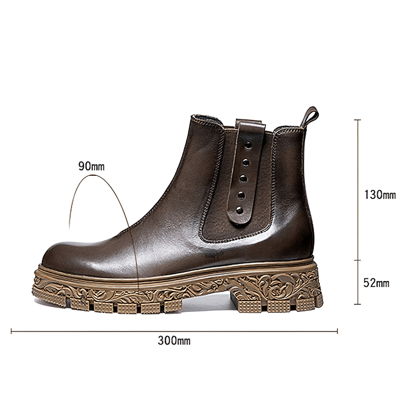 Special Design Men's Soft Leather Pull-On Ankle Boots / Classic Shoes with Carved Bottom