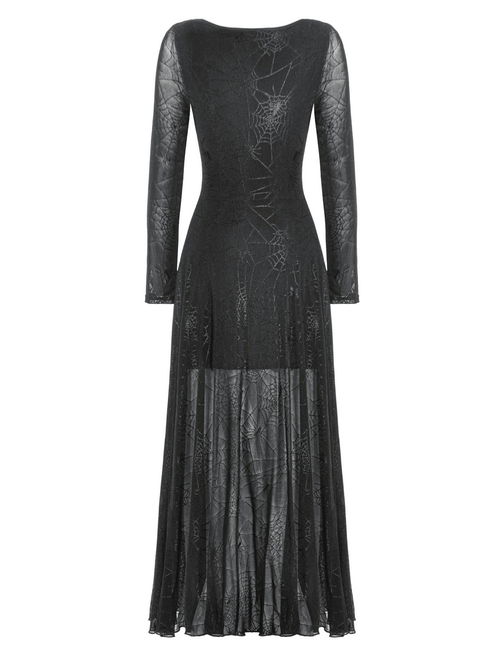 Spiderweb Lace-Up Dress with Sheer Sleeves and Straps