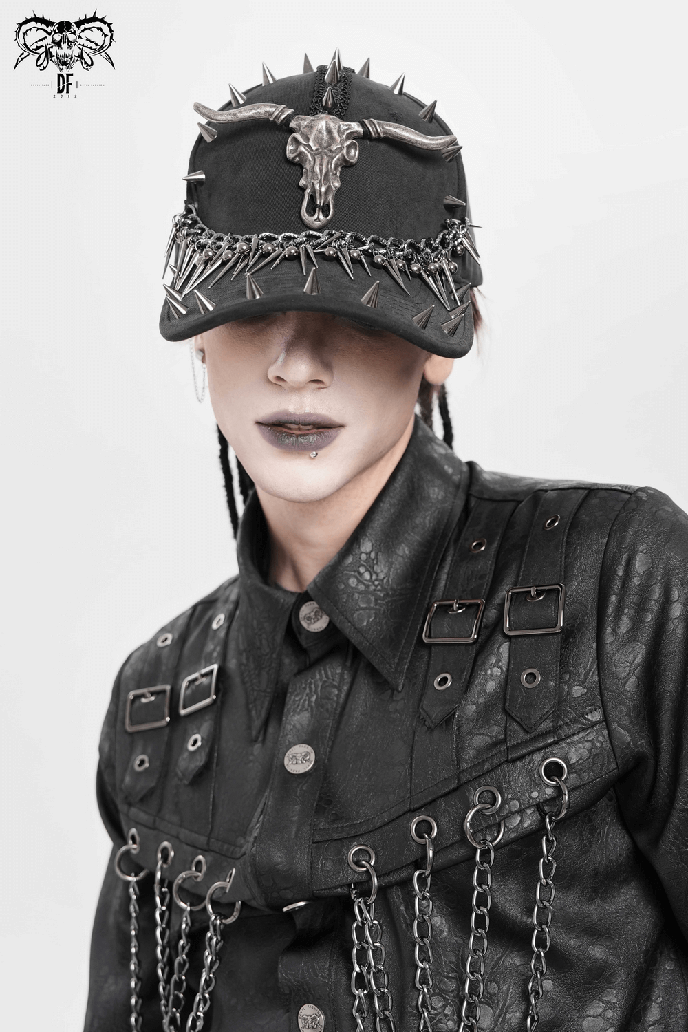 Spiked Bull Skull Chain Gothic Baseball Cap for Rockers