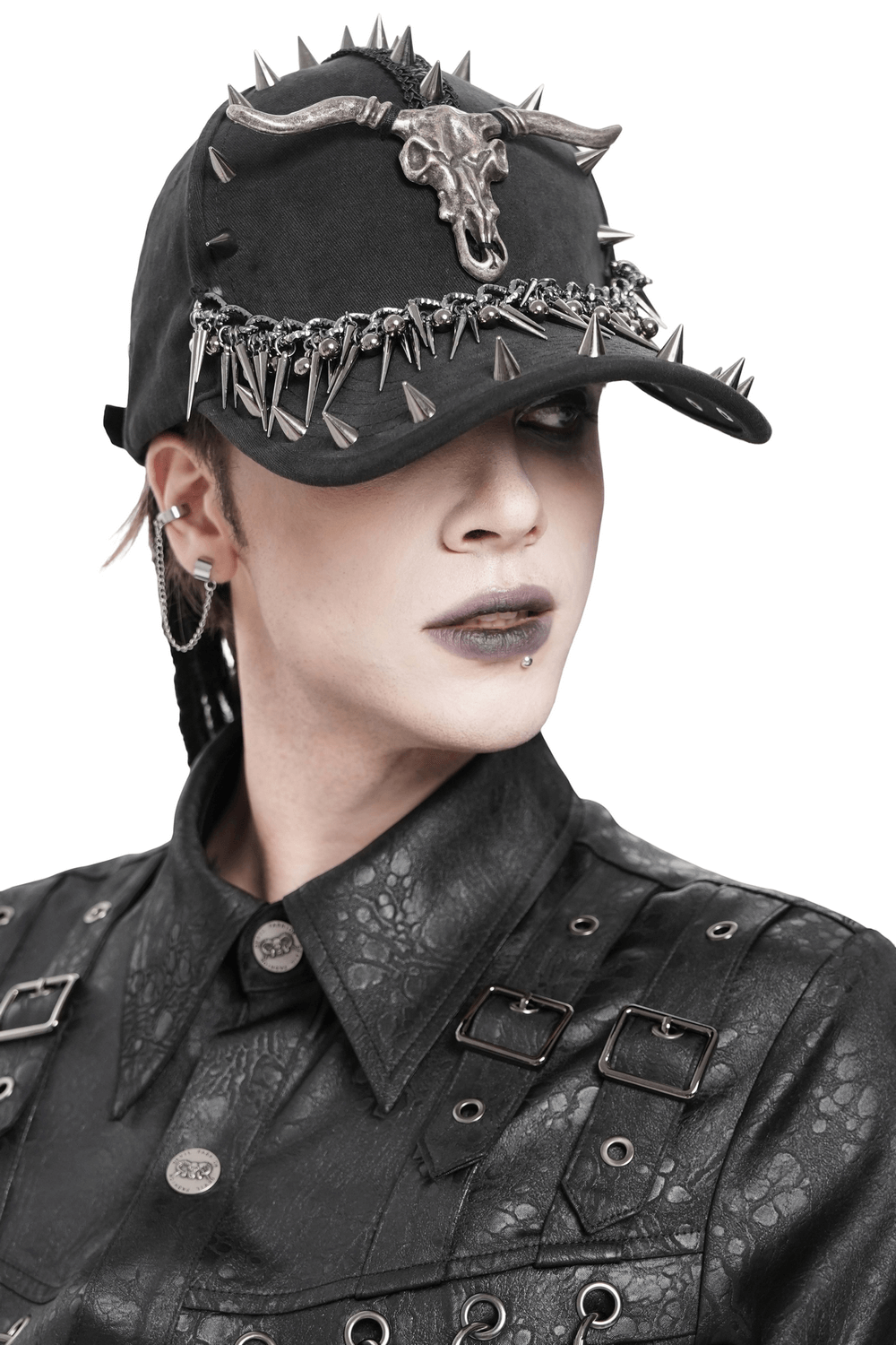 Spiked Bull Skull Chain Gothic Baseball Cap for Rockers