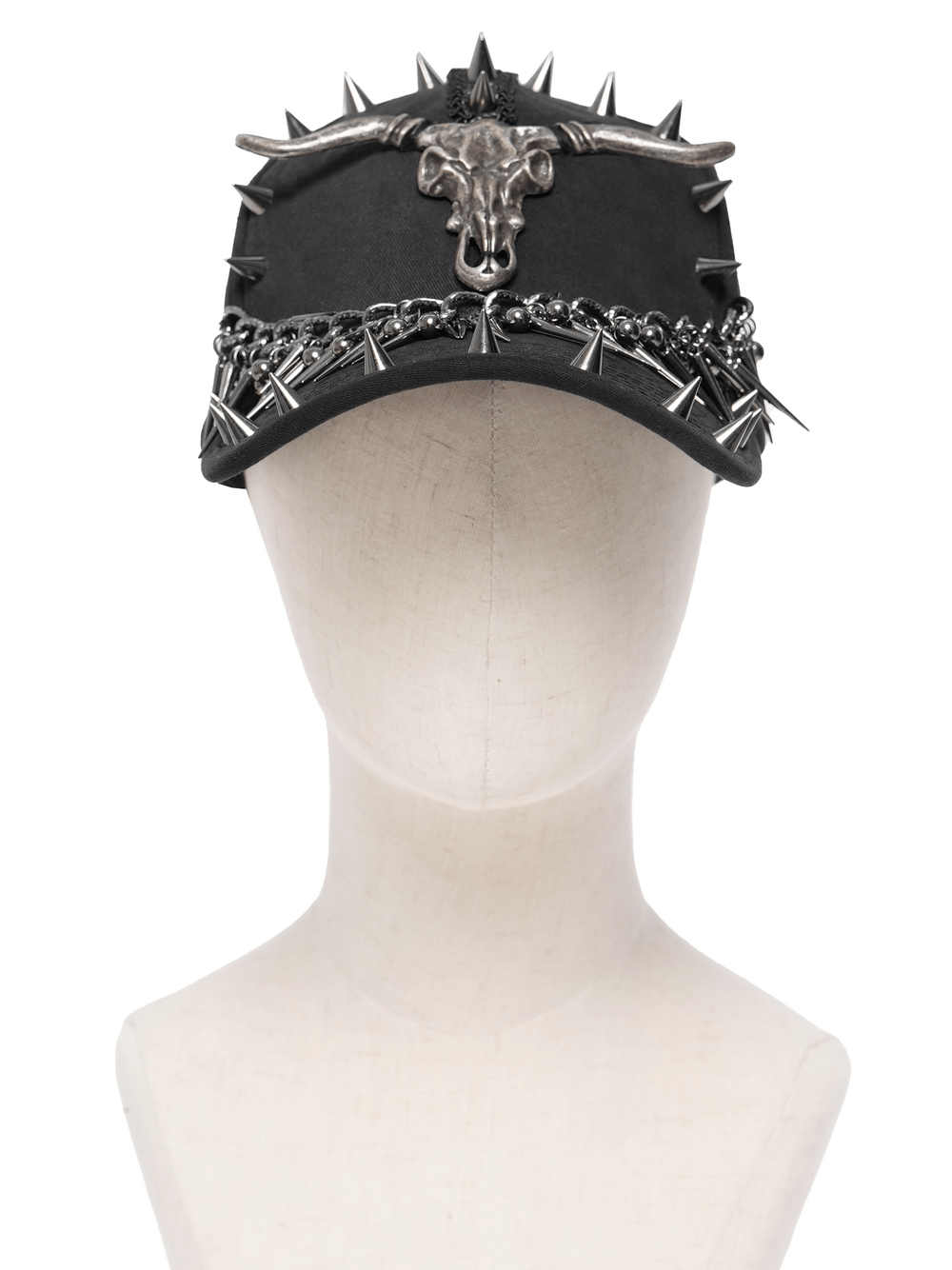 Spiked Bull Skull Chain Gothic Baseball Cap for Rockers