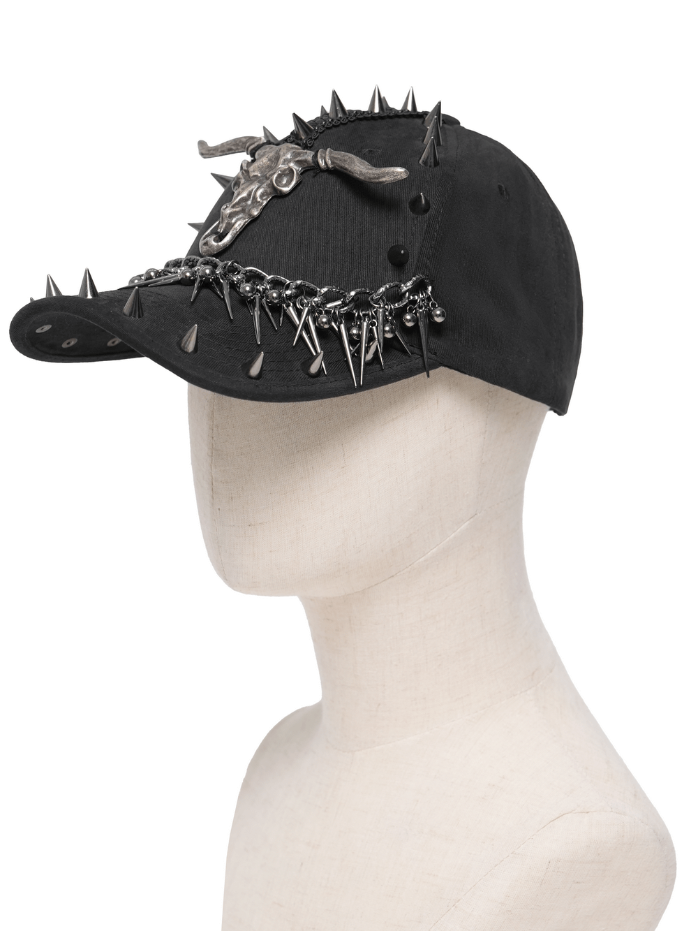 Spiked Bull Skull Chain Gothic Baseball Cap for Rockers