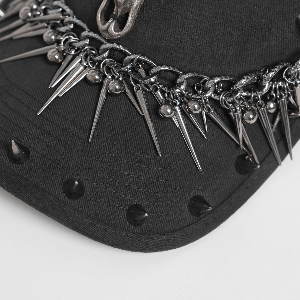 Spiked Bull Skull Chain Gothic Baseball Cap for Rockers