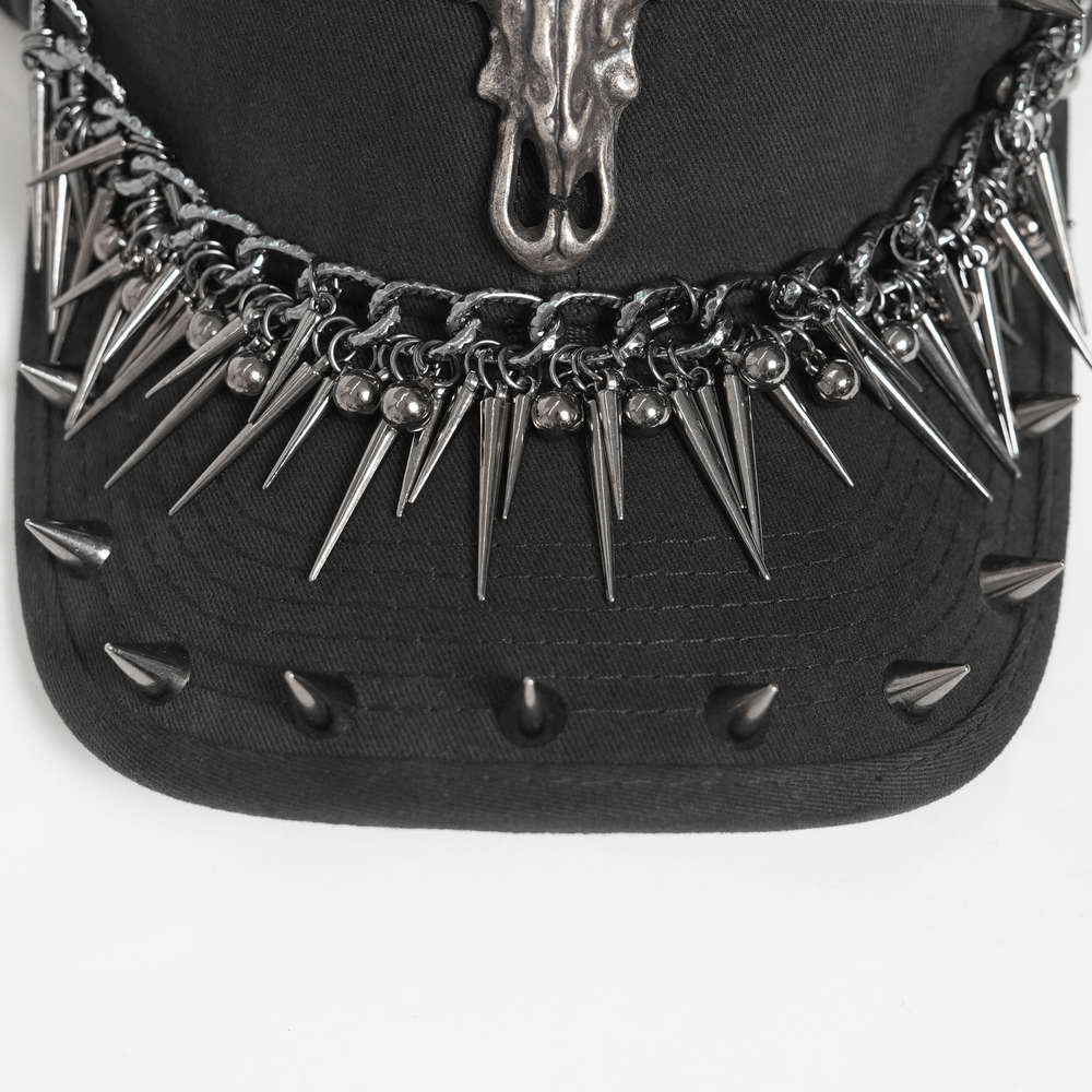 Spiked Bull Skull Chain Gothic Baseball Cap for Rockers