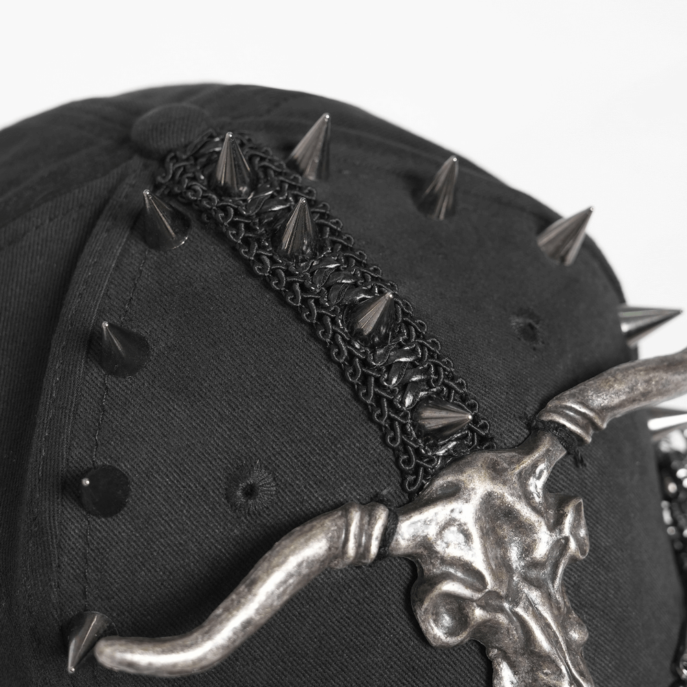 Spiked Bull Skull Chain Gothic Baseball Cap for Rockers