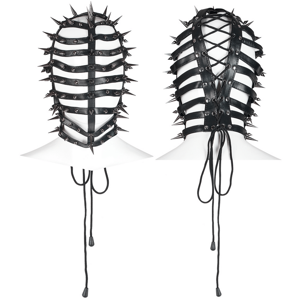 Spiked PU Headgear with Adjustable Drawstring