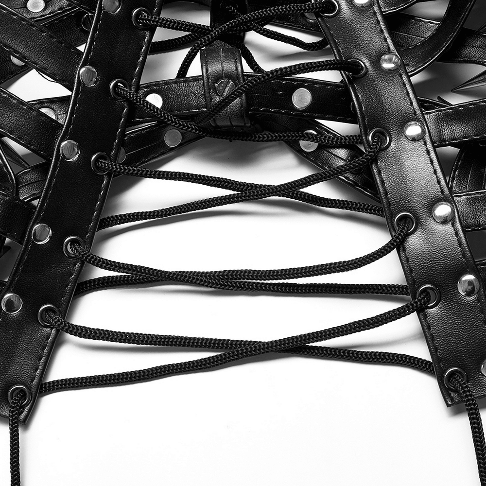 Spiked PU Headgear with Adjustable Drawstring