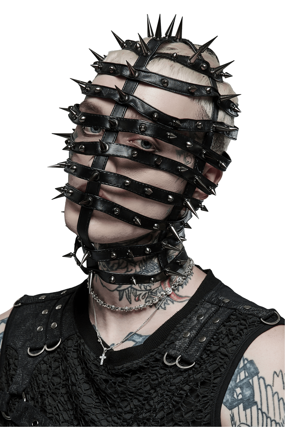 Spiked PU Headgear with Adjustable Drawstring