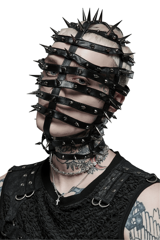 Spiked PU Headgear with Adjustable Drawstring