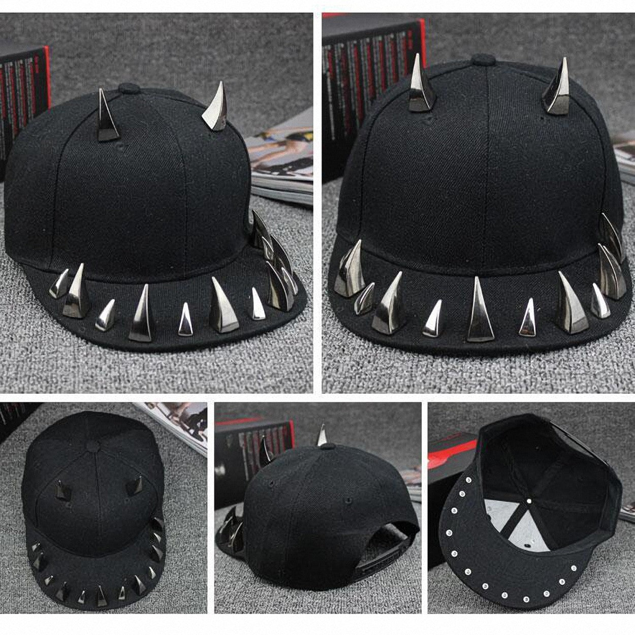 Spiked rivet Cap / Snapback for Women & Men white / Alternative Fashion Baseball Cap