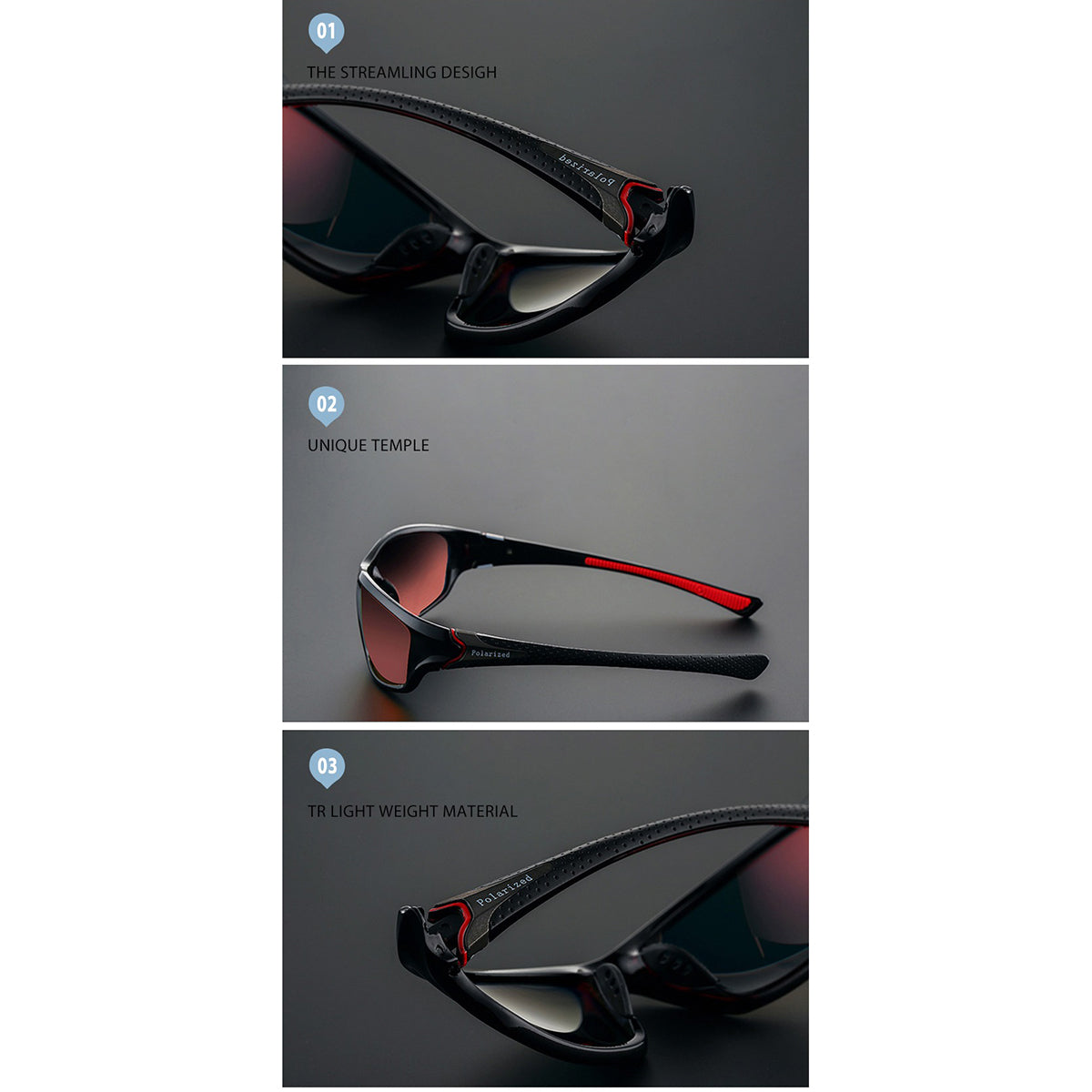 Sport Polarized Sunglasses For Men And Women / Fashion Plastic UV400 Eyewear For Outdoor Activity