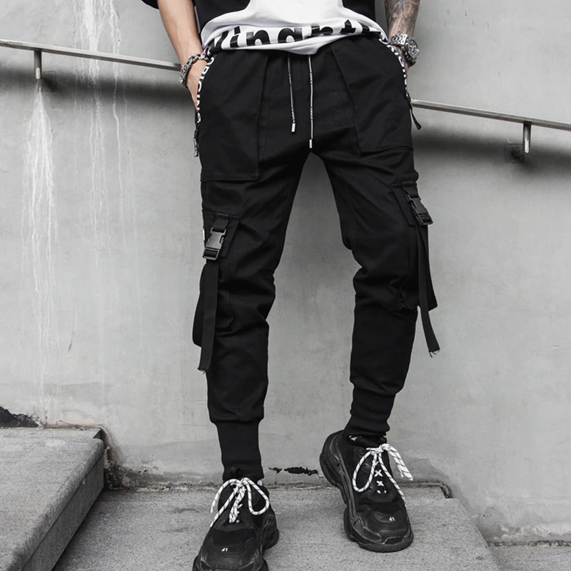 Spring Fashion Pants for Men / Cotton Pants with Ribbons / Rock Style Pants