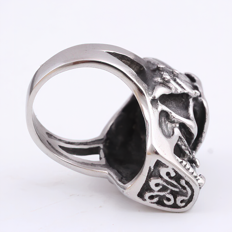 Stainless Steel Anarchy Skull Ring / Gothic Unisex Jewellery With Crystal