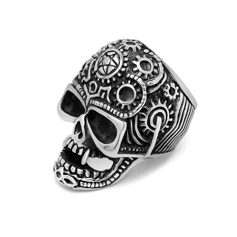 Stainless Steel Big Skull Ring / Punk Rock Retro Mens Womens Alternative Fashion Jewelry