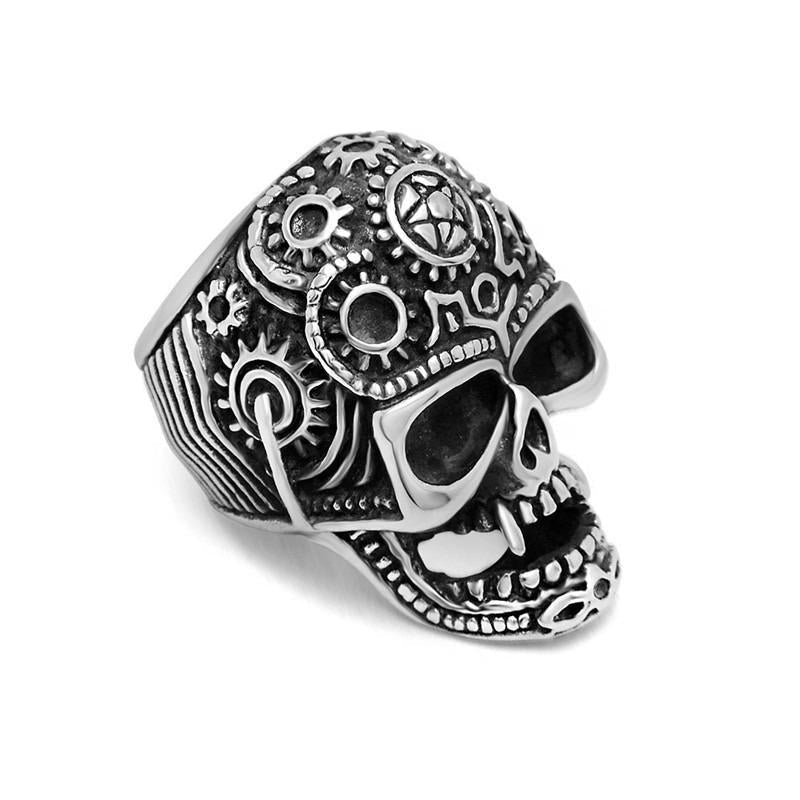 Stainless Steel Big Skull Ring / Punk Rock Retro Mens Womens Alternative Fashion Jewelry