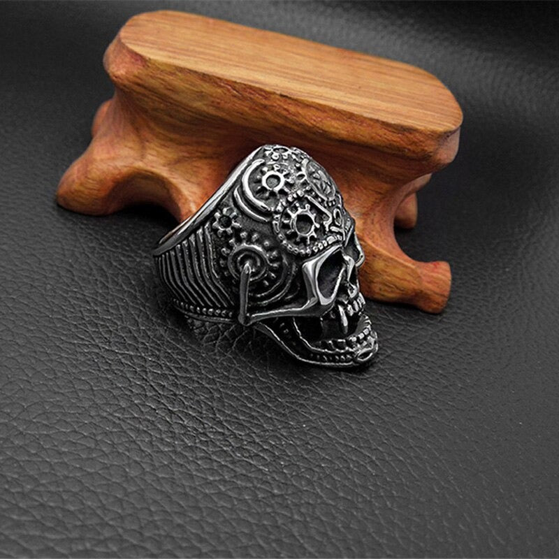 Stainless Steel Big Skull Ring / Punk Rock Retro Mens Womens Alternative Fashion Jewelry